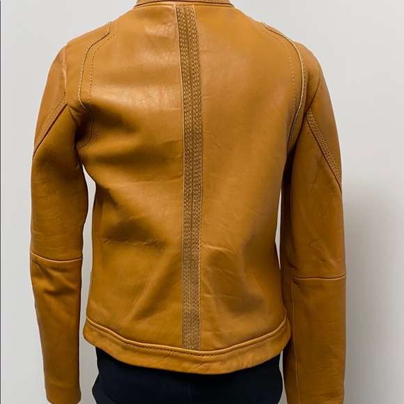 Michael KORS Leather Moto Jacket Biker Coat MK Khaki Cargo Zipper Retro City VTG - Picture 8 of 16